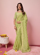 Green colour saree looking appealing